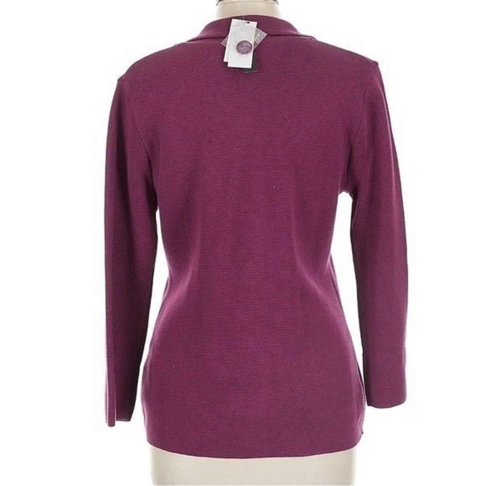 Grace Milano Cardigan Women Large Magenta Purple Cotton Knit Blazer Button Front - Picture 3 of 7